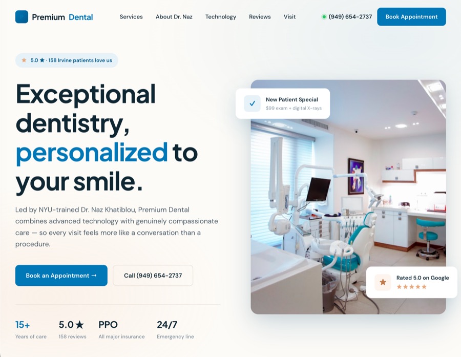 Dental Practice website by Lightning Labs.