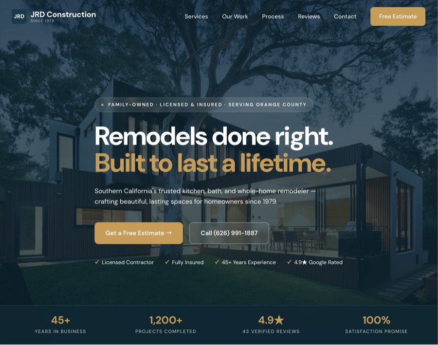Design-Build website by Lightning Labs.