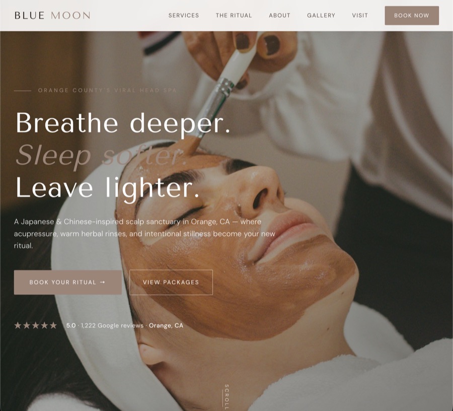 Head Spa website by Lightning Labs.
